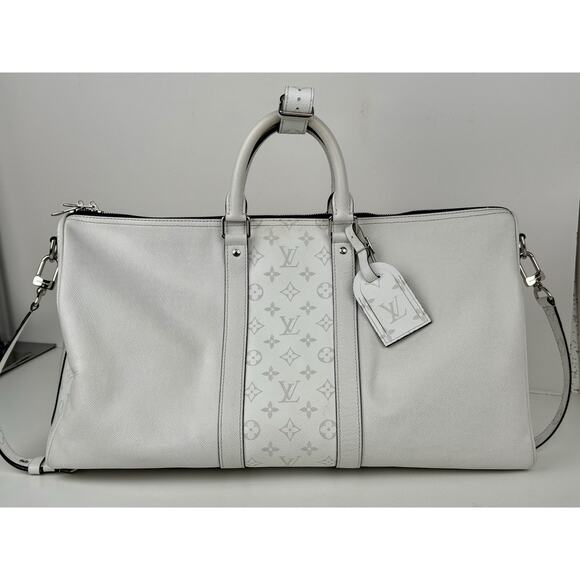 Louis Vuitton Keepall 50 Duffle Bag White Monogram Leather - Picture 1 of 16